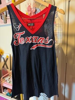 NFL Women's Red and Navy Team Apparel V-Neck Top